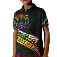 Personalised LGBT History Month Kid Polo Shirt Proud And Happy Polynesian Dolphin LT05 Kid Black - Polynesian Pride