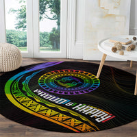 LGBT History Month Round Carpet Proud And Happy Polynesian Dolphin LT05 - Polynesian Pride