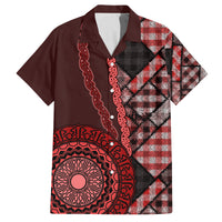 New Zealand Aotearoa Family Matching Tank Maxi Dress and Hawaiian Shirt Maori Harakeke Weaving Pattern Red LT05 Dad's Shirt - Short Sleeve Red - Polynesian Pride
