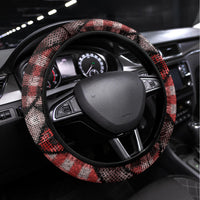 New Zealand Aotearoa Steering Wheel Cover Maori Harakeke Weaving Pattern Red LT05 Universal Fit Red - Polynesian Pride