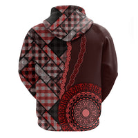 New Zealand Aotearoa Zip Hoodie Maori Harakeke Weaving Pattern Red LT05 - Polynesian Pride