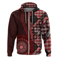 New Zealand Aotearoa Zip Hoodie Maori Harakeke Weaving Pattern Red LT05 Zip Hoodie Red - Polynesian Pride