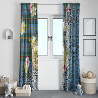 Hawaii State Window Curtain Tropical Flowers With Tartan Pattern LT05 - Polynesian Pride