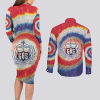 Samoa Couples Matching Long Sleeve Bodycon Dress and Long Sleeve Button Shirt Tie Dye Unique Style LT05 - Polynesian Pride