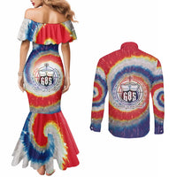 Samoa Couples Matching Mermaid Dress and Long Sleeve Button Shirt Tie Dye Unique Style LT05 - Polynesian Pride