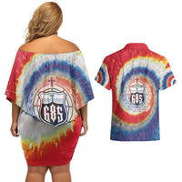 Samoa Couples Matching Off Shoulder Short Dress and Hawaiian Shirt Tie Dye Unique Style LT05 - Polynesian Pride