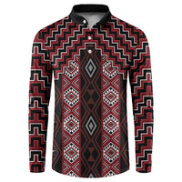 New Zealand Aotearoa Button Sweatshirt Red Poutama With Taniko Pattern LT05 Red - Polynesian Pride