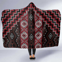 New Zealand Aotearoa Hooded Blanket Red Poutama With Taniko Pattern LT05