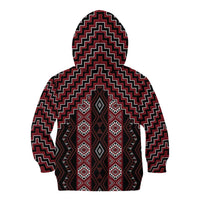 New Zealand Aotearoa Kid Hoodie Red Poutama With Taniko Pattern LT05