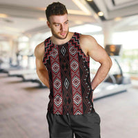New Zealand Aotearoa Men Tank Top Red Poutama With Taniko Pattern LT05 Red - Polynesian Pride