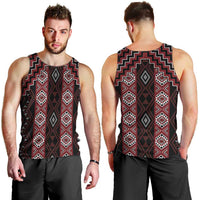 New Zealand Aotearoa Men Tank Top Red Poutama With Taniko Pattern LT05 - Polynesian Pride