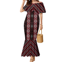New Zealand Aotearoa Mermaid Dress Red Poutama With Taniko Pattern LT05 Women Red - Polynesian Pride