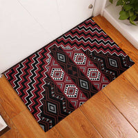 New Zealand Aotearoa Rubber Doormat Red Poutama With Taniko Pattern LT05 - Polynesian Pride