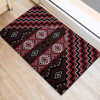 New Zealand Aotearoa Rubber Doormat Red Poutama With Taniko Pattern LT05 - Polynesian Pride