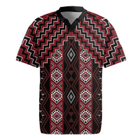 New Zealand Aotearoa Rugby Jersey Red Poutama With Taniko Pattern LT05