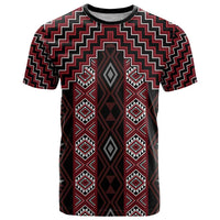 New Zealand Aotearoa T Shirt Red Poutama With Taniko Pattern LT05 Red - Polynesian Pride