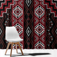New Zealand Aotearoa Window Curtain Red Poutama With Taniko Pattern LT05 - Polynesian Pride