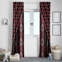 New Zealand Aotearoa Window Curtain Red Poutama With Taniko Pattern LT05 - Polynesian Pride