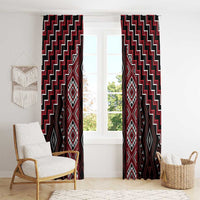 New Zealand Aotearoa Window Curtain Red Poutama With Taniko Pattern LT05 - Polynesian Pride