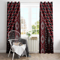 New Zealand Aotearoa Window Curtain Red Poutama With Taniko Pattern LT05 - Polynesian Pride
