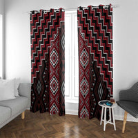 New Zealand Aotearoa Window Curtain Red Poutama With Taniko Pattern LT05 With Grommets Red - Polynesian Pride