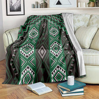 New Zealand Aotearoa Blanket Green Poutama With Taniko Pattern LT05 Green - Polynesian Pride