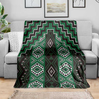 New Zealand Aotearoa Blanket Green Poutama With Taniko Pattern LT05 - Polynesian Pride