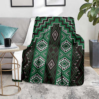 New Zealand Aotearoa Blanket Green Poutama With Taniko Pattern LT05 - Polynesian Pride