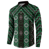 New Zealand Aotearoa Button Sweatshirt Green Poutama With Taniko Pattern LT05 - Polynesian Pride