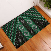 New Zealand Aotearoa Rubber Doormat Green Poutama With Taniko Pattern LT05 - Polynesian Pride