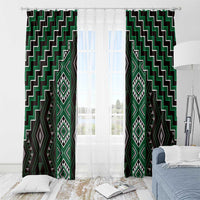 New Zealand Aotearoa Window Curtain Green Poutama With Taniko Pattern LT05 - Polynesian Pride