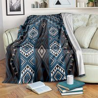 New Zealand Aotearoa Blanket Blue Poutama With Taniko Pattern LT05 Blue - Polynesian Pride