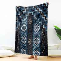 New Zealand Aotearoa Blanket Blue Poutama With Taniko Pattern LT05 - Polynesian Pride