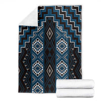 New Zealand Aotearoa Blanket Blue Poutama With Taniko Pattern LT05 - Polynesian Pride