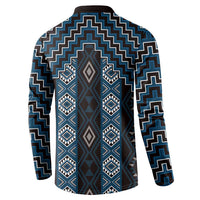 New Zealand Aotearoa Button Sweatshirt Blue Poutama With Taniko Pattern LT05 - Polynesian Pride