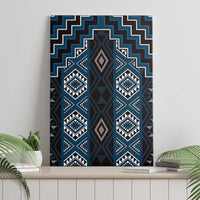 New Zealand Aotearoa Canvas Wall Art Blue Poutama With Taniko Pattern LT05 - Polynesian Pride