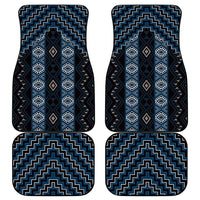 New Zealand Aotearoa Car Mats Blue Poutama With Taniko Pattern LT05 - Polynesian Pride