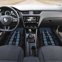 New Zealand Aotearoa Car Mats Blue Poutama With Taniko Pattern LT05 Set 2pcs - Front Blue - Polynesian Pride