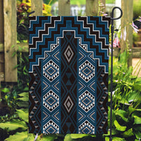 New Zealand Aotearoa Garden Flag Blue Poutama With Taniko Pattern LT05 Garden Flag Blue - Polynesian Pride