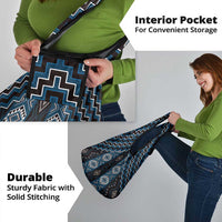 New Zealand Aotearoa Grocery Bag Blue Poutama With Taniko Pattern LT05 - Polynesian Pride