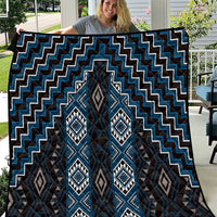 New Zealand Aotearoa Quilt Blue Poutama With Taniko Pattern LT05