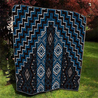 New Zealand Aotearoa Quilt Blue Poutama With Taniko Pattern LT05