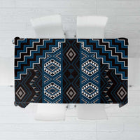 New Zealand Aotearoa Tablecloth Blue Poutama With Taniko Pattern LT05 Blue - Polynesian Pride