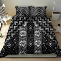 New Zealand Aotearoa Bedding Set Black Poutama With Taniko Pattern LT05