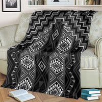 New Zealand Aotearoa Blanket Black Poutama With Taniko Pattern LT05 - Polynesian Pride