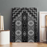 New Zealand Aotearoa Canvas Wall Art Black Poutama With Taniko Pattern LT05 - Polynesian Pride