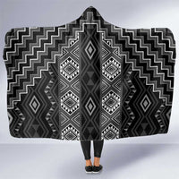 New Zealand Aotearoa Hooded Blanket Black Poutama With Taniko Pattern LT05 One Size Black - Polynesian Pride