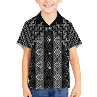New Zealand Aotearoa Kid Hawaiian Shirt Black Poutama With Taniko Pattern LT05