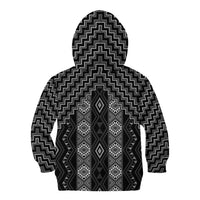 New Zealand Aotearoa Kid Hoodie Black Poutama With Taniko Pattern LT05