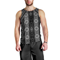New Zealand Aotearoa Men Tank Top Black Poutama With Taniko Pattern LT05 - Polynesian Pride